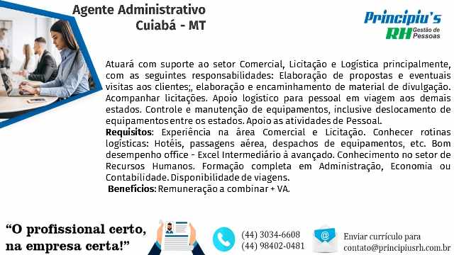 Foto 1 - Agente administrativo - cuiab - mt